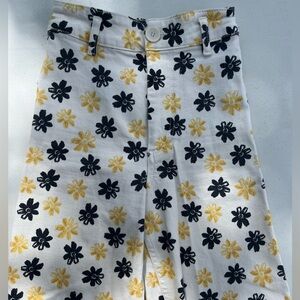 Zara Black and Yellow Floral Print Pants